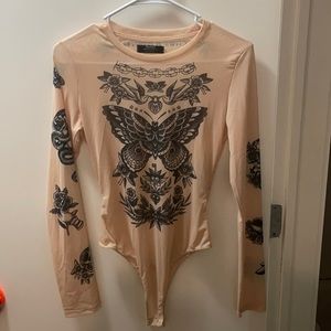 Bershka Butterfly Mesh Bodysuit